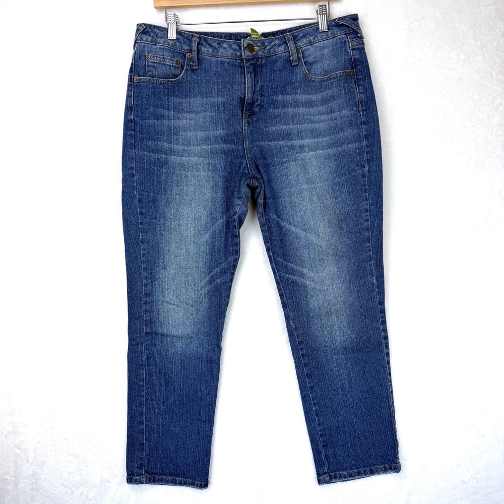 Garnet Hill Womens Blue Medium Wash Straight Leg Jeans Size 12 Stretch Denim